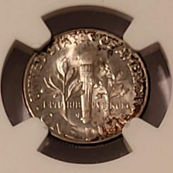 1947 S Roosevelt Dime Unc MS67+ NGC Toned - Picture 4 of 4
